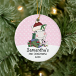 Girl 3rd Christmas Santa Zebra Personalised Ceramic Tree Decoration<br><div class="desc">A whimsical 3rd Christmas ornament with a zebra wearing a Santa hat,  holding a stocking and presents is featured on this kids personalised Christmas ornament. Easily customise with your child's name and the year. Perfect for a little girl. Graphics © Scrappin Doodles at www.scrappindoodles.com</div>