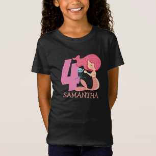Girl 4th Birthday party mermaid T-Shirt