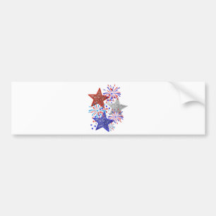 Girl 4th of July Women Red White Blue Star America Bumper Sticker