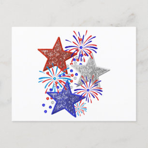 Girl 4th of July Women Red White Blue Star America Holiday Postcard