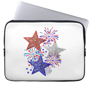 Girl 4th of July Women Red White Blue Star America Laptop Sleeve