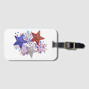 Girl 4th of July Women Red White Blue Star America Luggage Tag