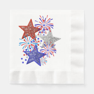 Girl 4th of July Women Red White Blue Star America Napkin