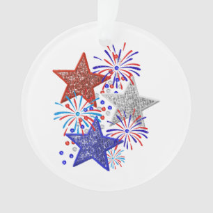Girl 4th of July Women Red White Blue Star America Ornament