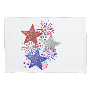 Girl 4th of July Women Red White Blue Star America Pillowcase