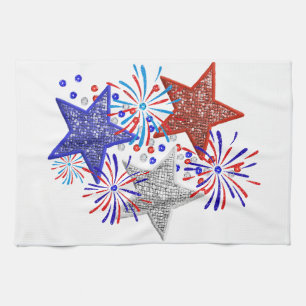 Girl 4th of July Women Red White Blue Star America Tea Towel