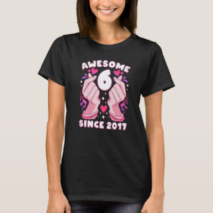 Girl 6th birthday, born 2017, K-pop heart, Sarangh T-Shirt