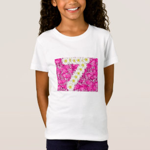 Girl 7th seventh birthday pink flowers t-shirt