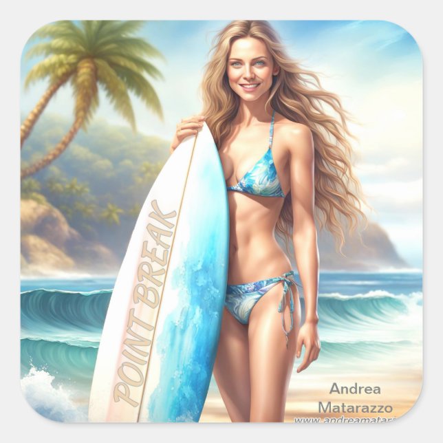 Girl Action Point Break Square Sticker (Front)