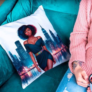 Girl African stylish Afro hair fashion business Cushion