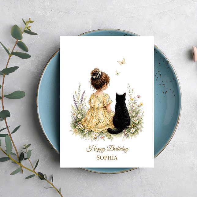 Girl and Black Cat Card (Creator Uploaded)
