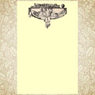 Girl and Boy Reading Stationery