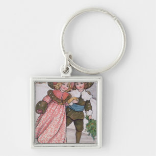 Girl and Boy Skating Key Ring