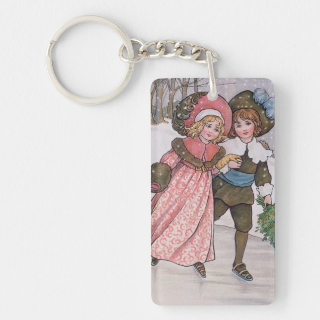 Girl and Boy Skating Key Ring (Front)