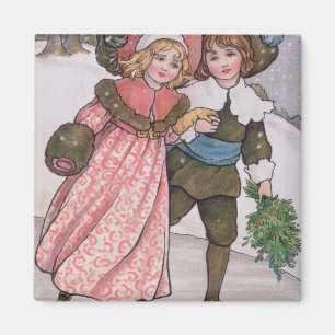 Girl and Boy Skating Magnet
