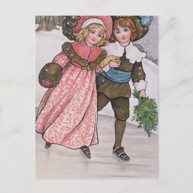 Girl and Boy Skating Postcard (Front)