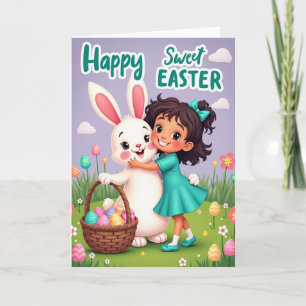Girl And Bunny Happy Day Card