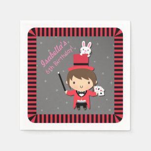 Girl and Bunny Kids Magic Birthday Party Supplies Napkin