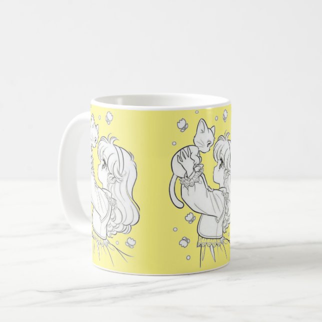Girl and cat cup (Front Left)