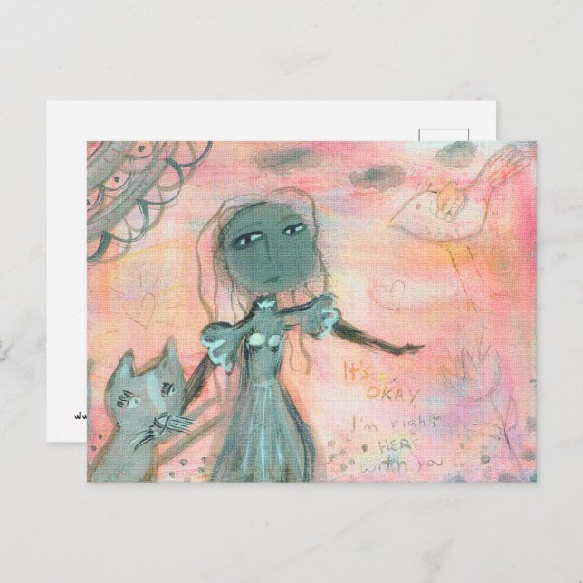 Girl and Cat Postcard (Front/Back)