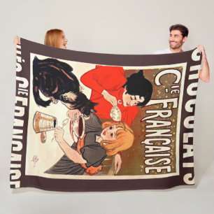 Girl and Cat, Vintage Poster, Alexandre Steinlen Fleece Blanket