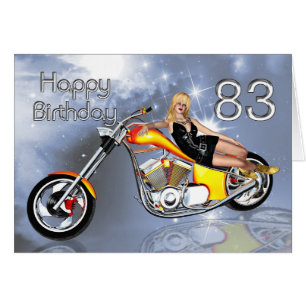 Girl and chopper 83 Birthday card