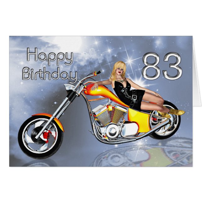 Girl and chopper 83 Birthday card (Front Horizontal)