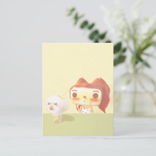 Girl and Dog Soda Illustration Announcement Postcard