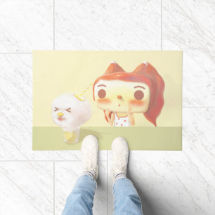 Girl and Dog Soda Illustration Doormat