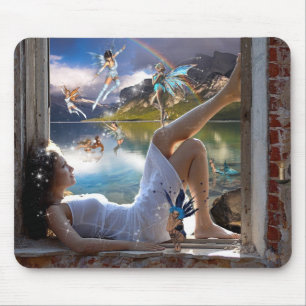 Girl and Fairies Mouse Pad