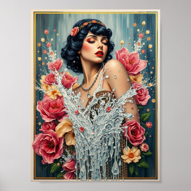 Girl and Flowers art Poster (Front)