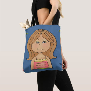 Girl And Flowers Tote Bag