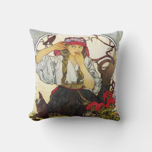 Girl and Geranium, Mucha Cushion
