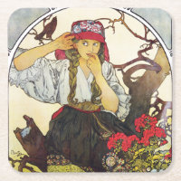 Girl and Geranium, Mucha
