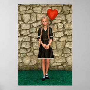 Girl and Heart Poster
