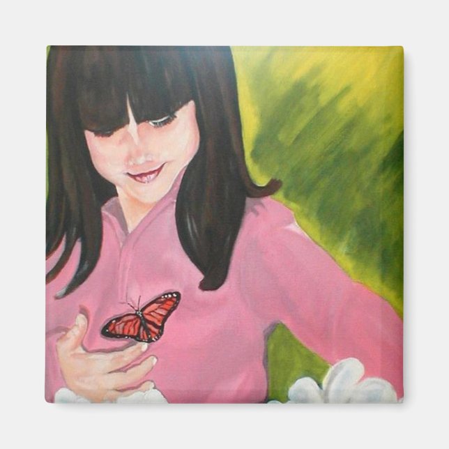 Girl and Her Butterfly Magnet (Front)