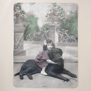 Girl and her Dog Sherpa Blanket