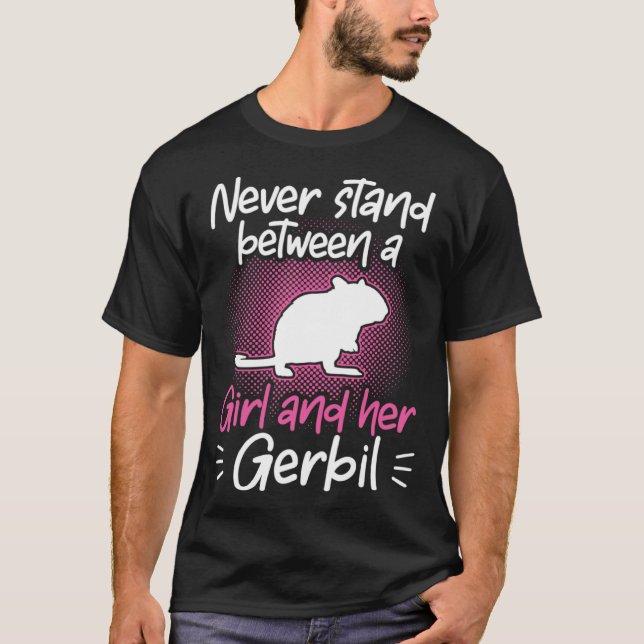 Girl and her Gerbil Rodent Desert Rat T-Shirt (Front)
