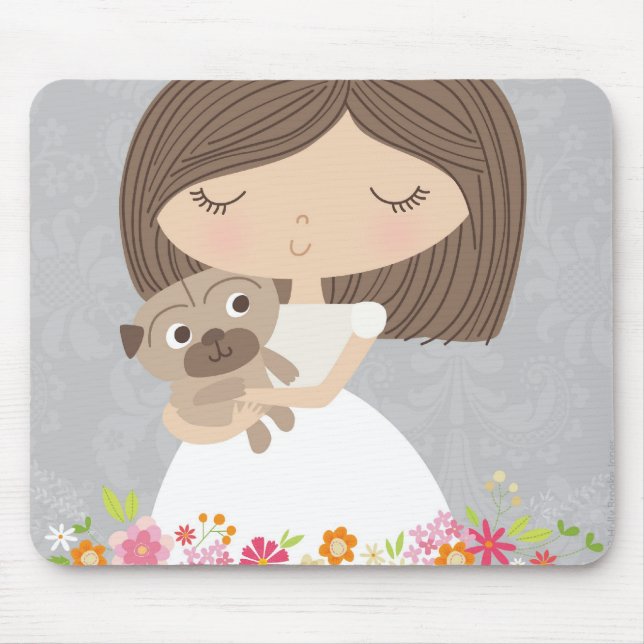 Girl and her pug mousepad (Front)