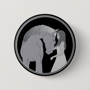 Girl and Horse Horseriding Equestrian 6 Cm Round Badge