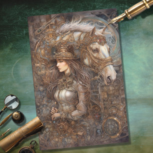 Girl and Horse Steampunk 9 Decoupage Paper