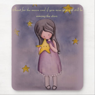 Girl and Kawaii Stars Inspirational Quote Mousepad