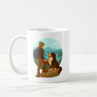 Girl and Mountain Dog Adventure Illustration