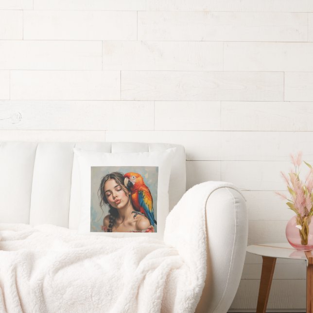 Girl and Parrot pillows (Couch)