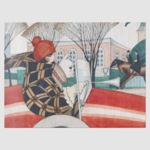 Girl and Pug in an Automobile Tissue Paper