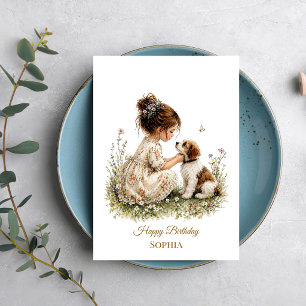 Girl and Puppy Card