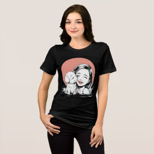 Girl and Puppy Sharing Joyful Moment in the Water Tri-Blend Shirt