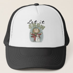 Girl and Snowman Let it Snow T-shirts Trucker Hat