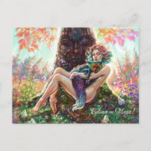 Girl and the magicfox fantasy magical forest art