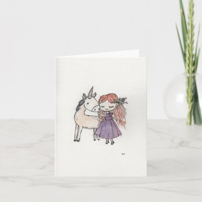 Girl and Unicorn Small Card (Front)